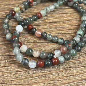 African Blood Stone NEW Crystal stretch bracelet one 7” 5mm beaded beads seftoni